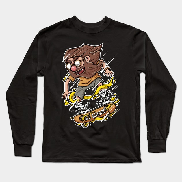 Beard Skater Long Sleeve T-Shirt by karyatansu